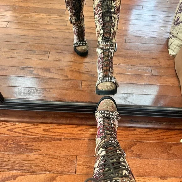 Jeffrey Campbell size 6.5 limited edition lilliath fair tapestry punk Boots - Picture 5 of 7